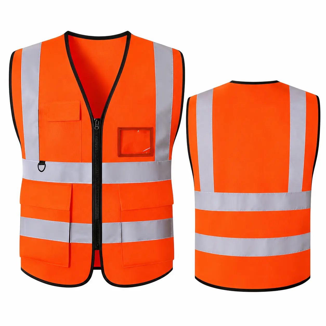 Unisex Class II High Visibility Reflective Safety Vest, ANSI Standard 360° Reflective Mesh Vest, Breathable Zipper Work Vest with Multi Pockets for Construction Traffic Warehouse