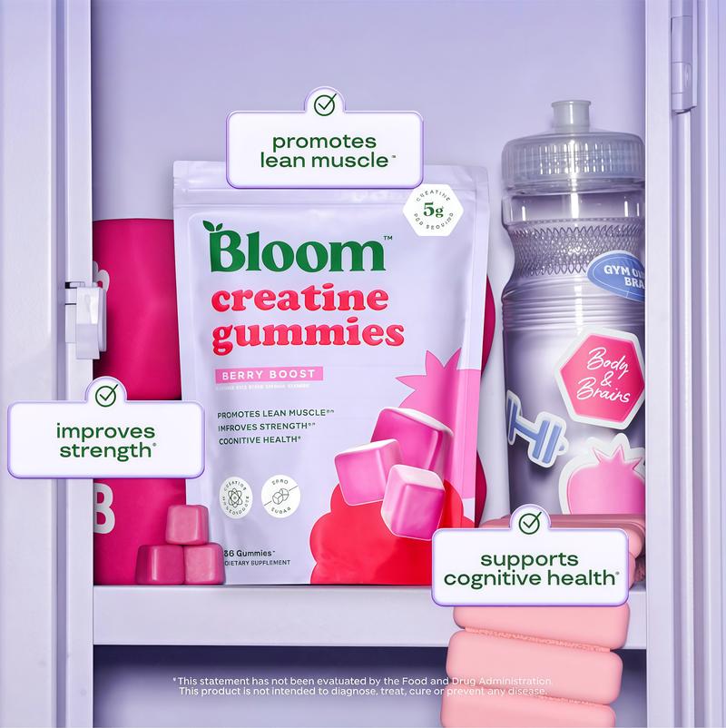 2 Piece-Bloom Creatine Monohydrate Gummies, 5g PerServing JY , Sugar Free Creatine Gummy for Workout,Strength, Cognitive Health & Lean Muscle Support, GlutenFree & Non GMO, Berry Boost, 36 Gummies, 12 SVG -Creatine for Women 2 Piece-Bloom Creatine Monohydrate Gummies, 5g PerServing JY , Sugar Free Creatine Gummy for Workout,Strength, Cognitive Health & Lean Muscle Support, GlutenFree & Non GMO, Berry Boost, 36 Gummies, 12 SVG -Creatine for Women