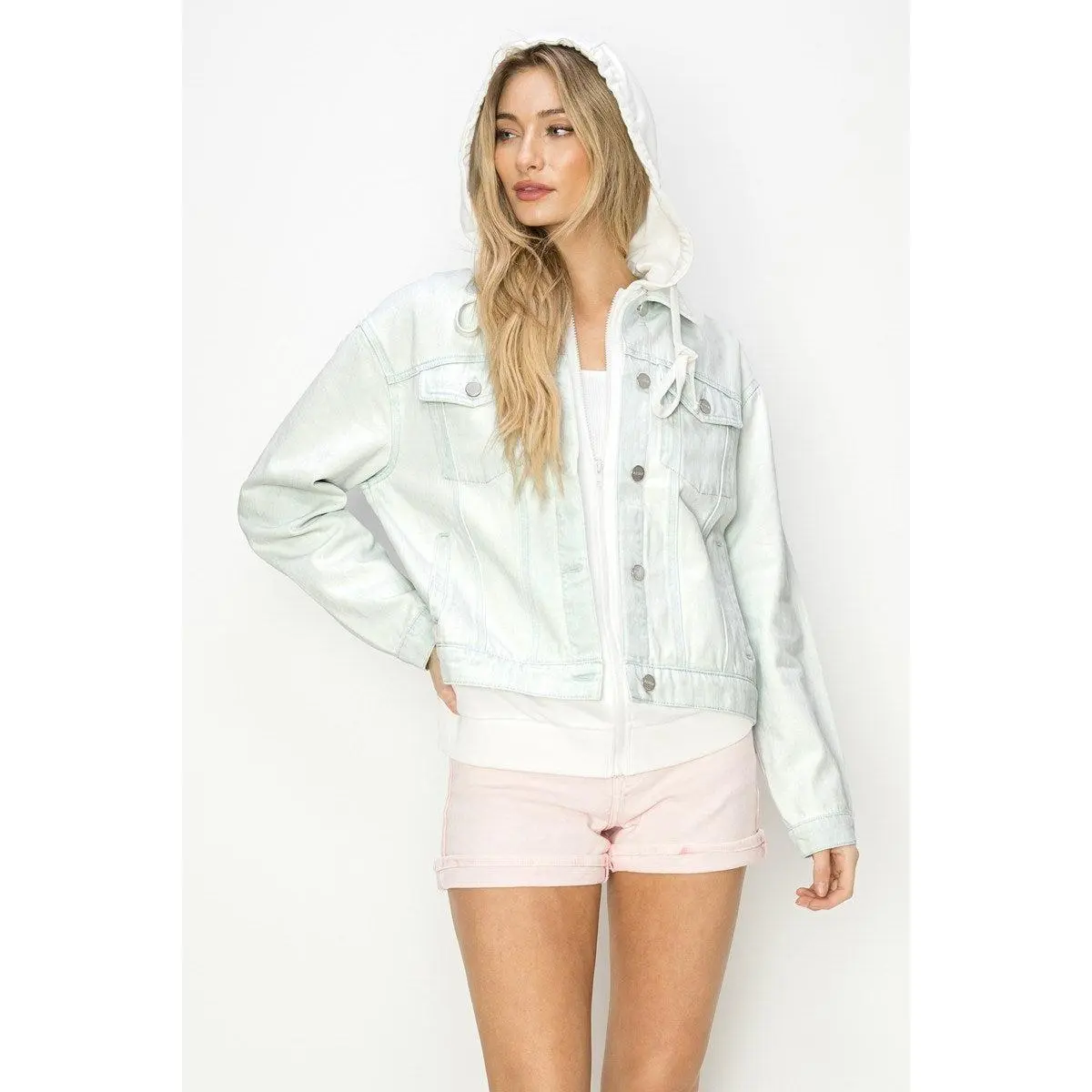 Risen Ice Blue Oversized Hoodie Jacket