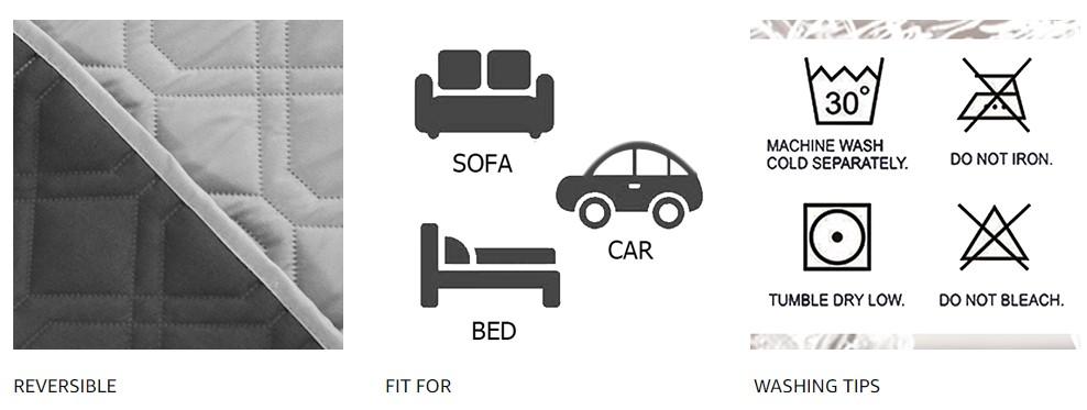 Waterproof Dog Bed Cover Pet Blanket for Furniture Bed Couch Sofa Reversible