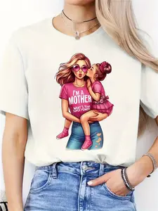 Super Mom, Mother'S Day, Mother-Daughter Outfits, Holiday Gifts, New Women'S Round Neck Casual Sports Comfortable T-Shirt