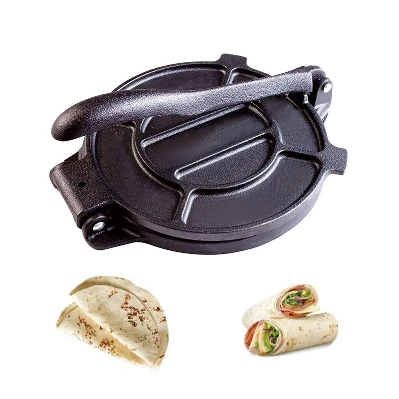 Cast Iron Tortilla Press 8 Inch Heavy Duty Roti Maker with Non-Slip Feet Pre-Seasoned Dough Press for Tortillas  Patacones Kitchen Tool