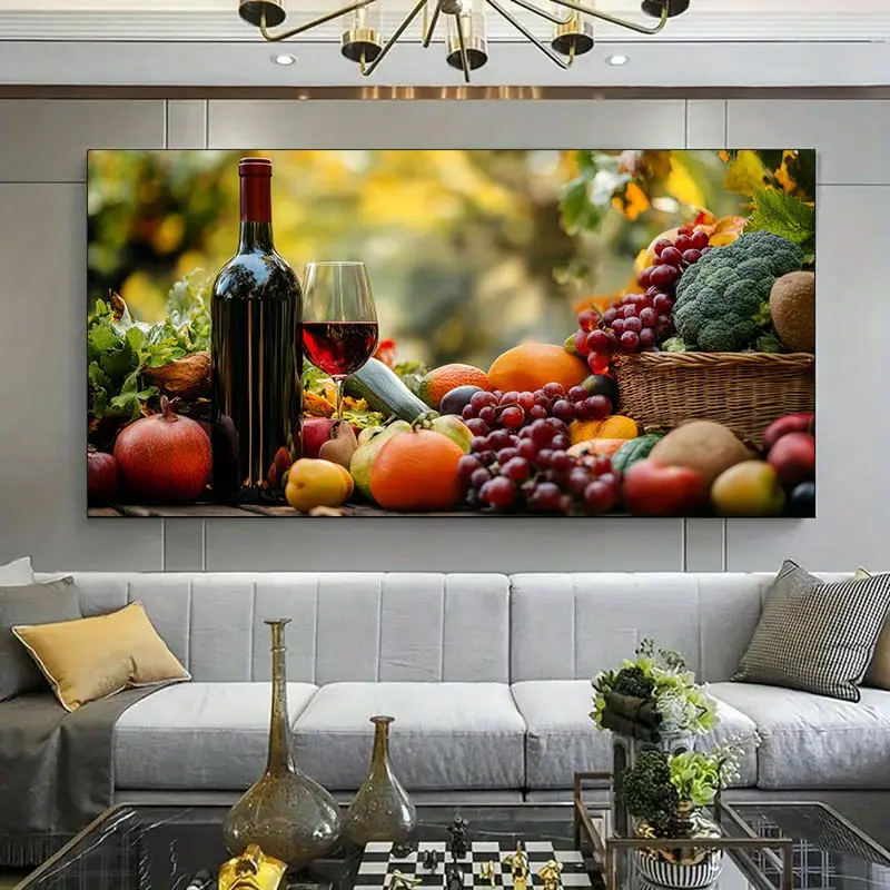 1 piece canvas painting, large canvas art, modern canvas wall painting - vibrant fruit and vegetable still life painting, modern kitchen art work, bedroom wall decor |   modern still life theme, suitable for living room, bedroom office decoration.