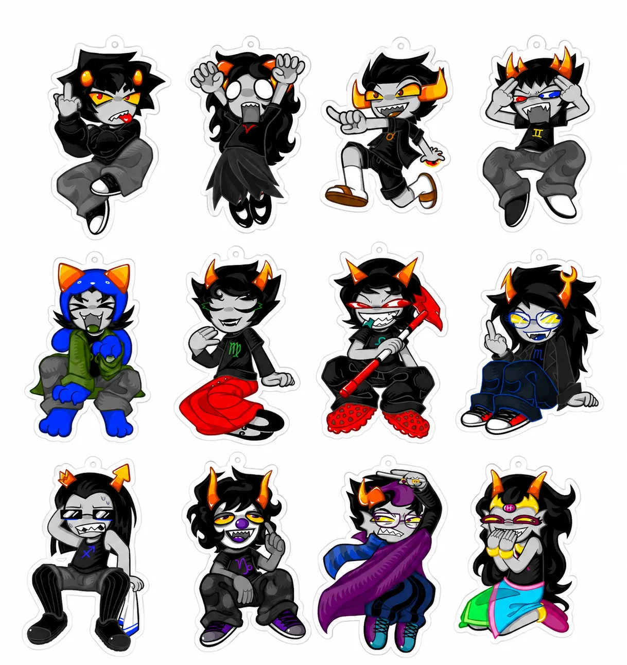 Homestuck Keychain, Troll Acrylic Keychain, Character Charm, Webcomic Keychain, Cute Bag Charm, Fan Gift