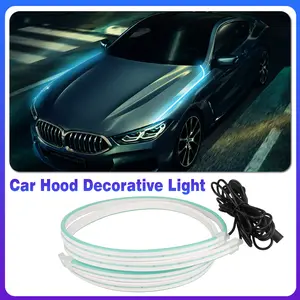 47 inch Car Hood LED Strip Light, Flexible Silicone Daytime Running Light, Waterproof Engine Cover Ambient Light