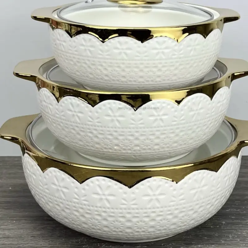 Ceramic Soup Bowls Cookware Set - Stockpot with Handle, Compatible with Multiple Cooktops for Home Kitchen Use