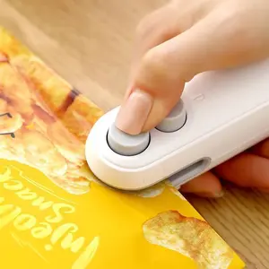 Mini Bag Sealer, New 2 in 1 Usb Rechargeable Chip Bag Sealer Heat Seal, Portable Handheld Rechargeable Vacuum Food Sealer Bag Sealing Machine for Snacks Chips Fresh Storage