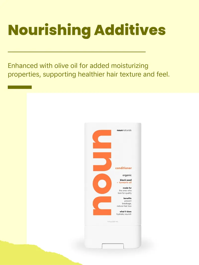 Noun Naturals Blackseed Conditioner Premium 100% COSMOS Organic Hydrating for All Hair Types with Brassicyl Valinate Esylate & Extracts | Salon grade performance powered by nature
