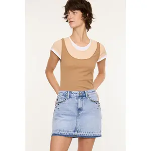 KANCAN - Mildred Women's Denim Mid Rise Western Skirt