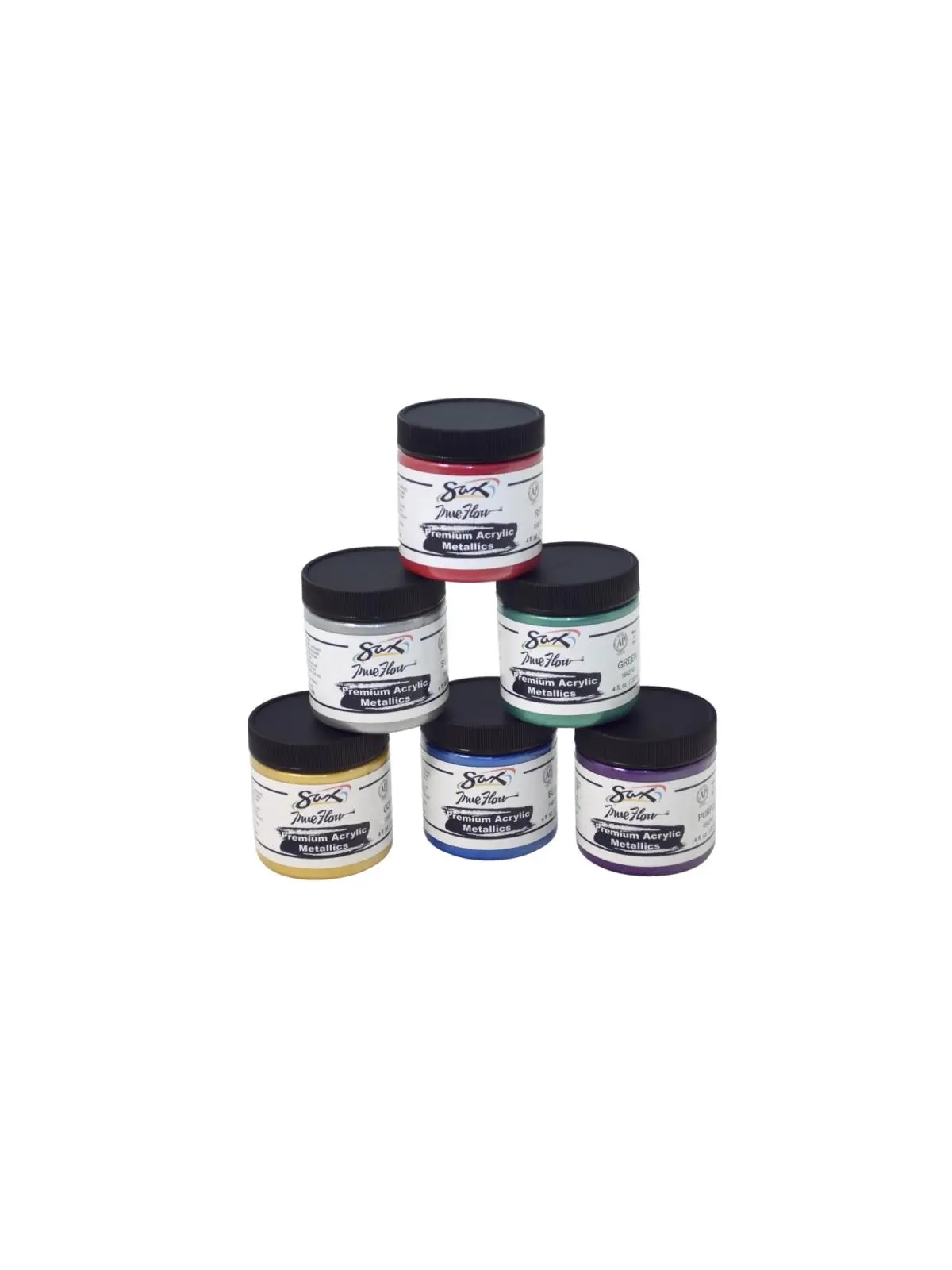 Chroma Acrylics Premium Heavy-Bodied Metallics Paint Set - 4oz Jars, 6-Piece, Water Resistant, Iridescent Mix, Metallic Finish, Model 1592741