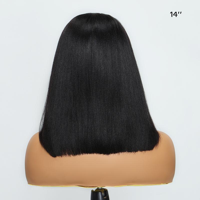 Nadula Upgraded Drawstring Yaki Straight Bob Wig 180% Density Human Hair Glueless Wig Pre-Cut Lace & Natural Scalp TikTokShopStockUp