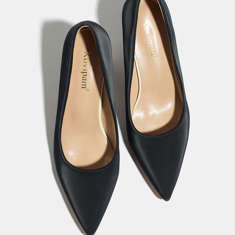 Xovipam Women's Comfort Satin Heel Pumps Pointed Toe Block Heel 8cm Work Daily Casual Xovipam Women's Comfort Satin Heel Pumps Pointed Toe Block Heel 8cm Work Daily Casual