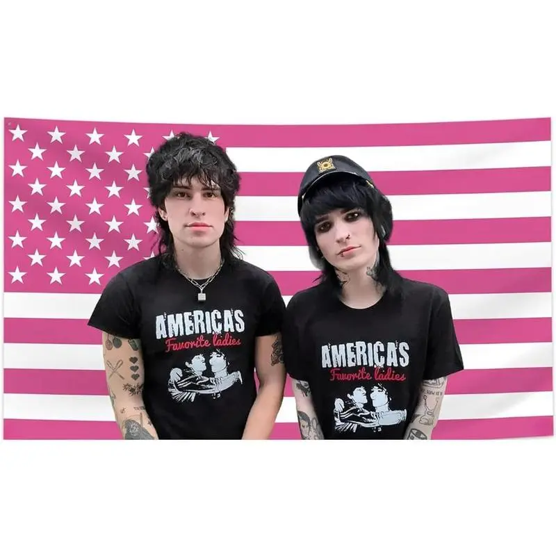 Durable Customized Lace Wall Hanging Tapestry with Grommets - Johnny & Jake Funny Pink American Flag Design, Multi-Size Folded Pack for Wedding Home Bedroom Decor, Bar College Room Gift Curtain, Table
