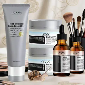 VGO Snail Mucin 92% Moisturizer 50g with Vitamin C Serum and Daily Cleanser