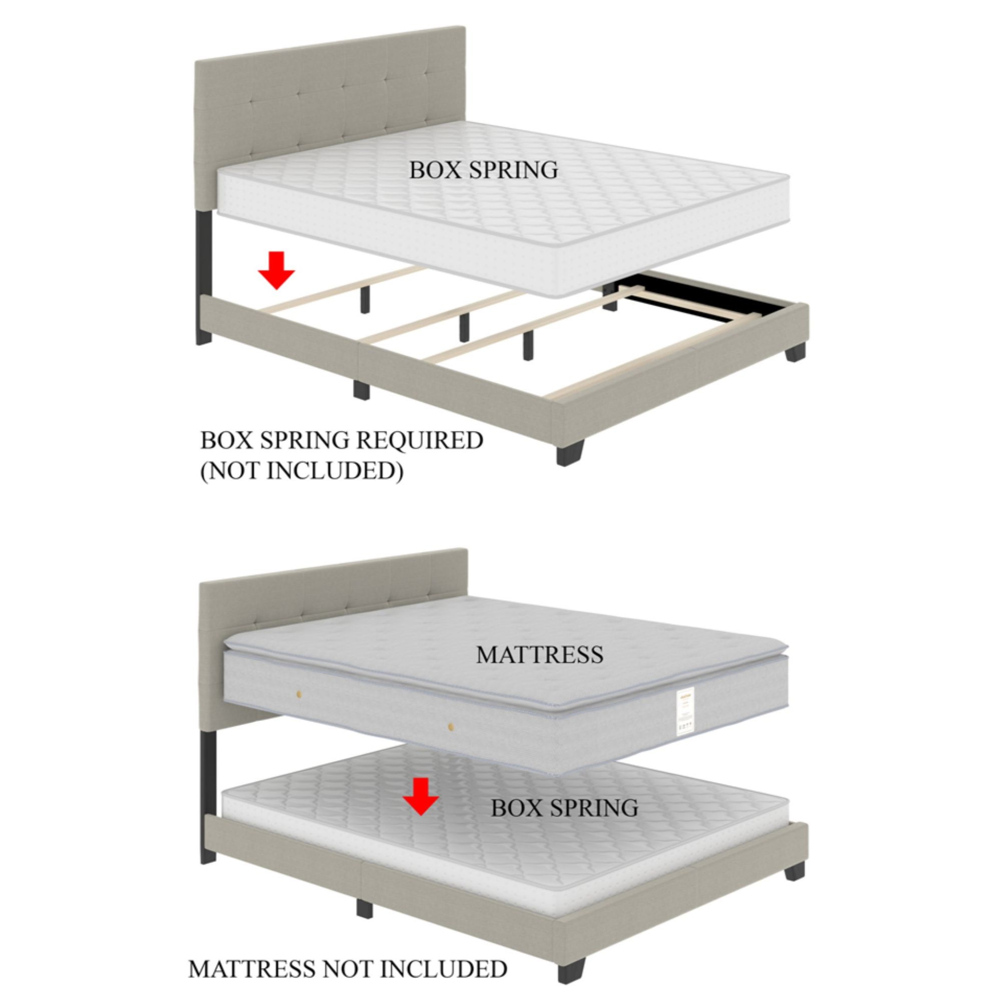Favorer Osceola Upholstered Panel Bed, Box Spring Require, Comfortable and Stylish Design - Available in Multiple Sizes