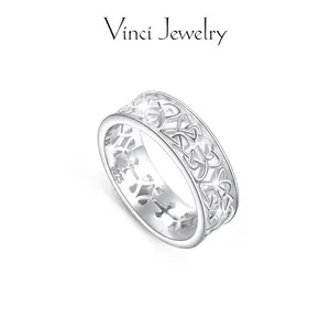 925 Exquisite Celtic Knot Ring with Hollow-out Design, Stylish and Elegant Women's Ring Jewelry for Girls, Perfect Gift for Lover Symbol Eternity Love, Engagement Wedding Couple Ring Fashion Ring for Daily Wear and Party