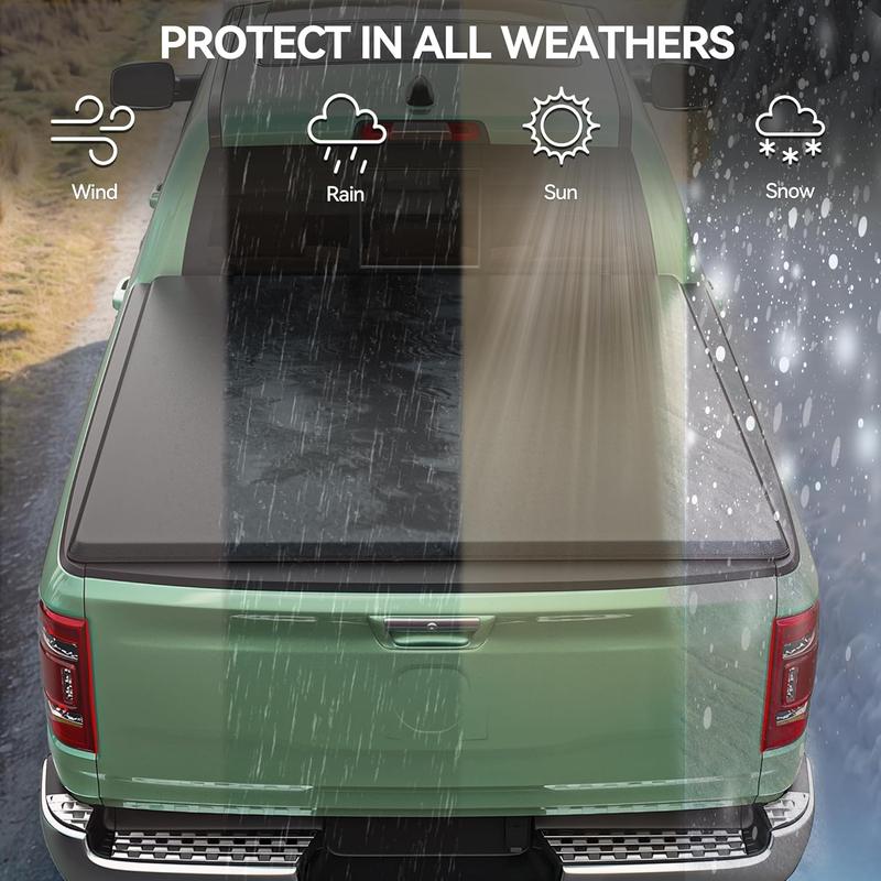 OEDRO Soft Quad-Fold Truck Bed Cover Fits for Chevy Silverado/GMC Sierra 1500 New Body Style 2019-2025 | 5'9" (70") Bed Without Multi-Flex Tailgate car protector Decoration