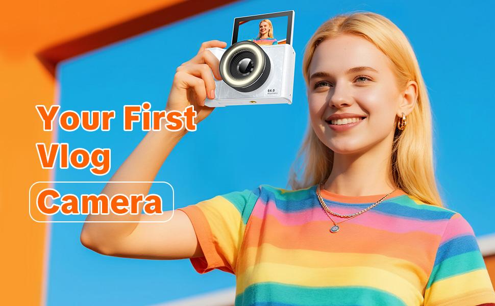 W&O Digital Camera,Portable CCD Cameras Gifts,HD Digital Video Cameras Toddler,Portable Toy 3-10 Ages Girls Boys,32GB TF Card Rechargeable Wireless