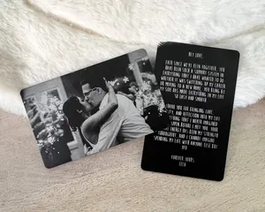 Personalized Metal Wallet Card For Him, Custom Photo Wallet Insert With Tally Marks, Long Message Engraved, Black Metal Anniversary Keepsake, Husband Gift,