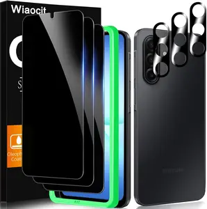 3 Pack Tempered Glass Privacy Screen Protector for Samsung Galaxy A17 5G with 3 Pack Camera Lens Protector, 9H Hardness, Bubble Free, Case Friendly