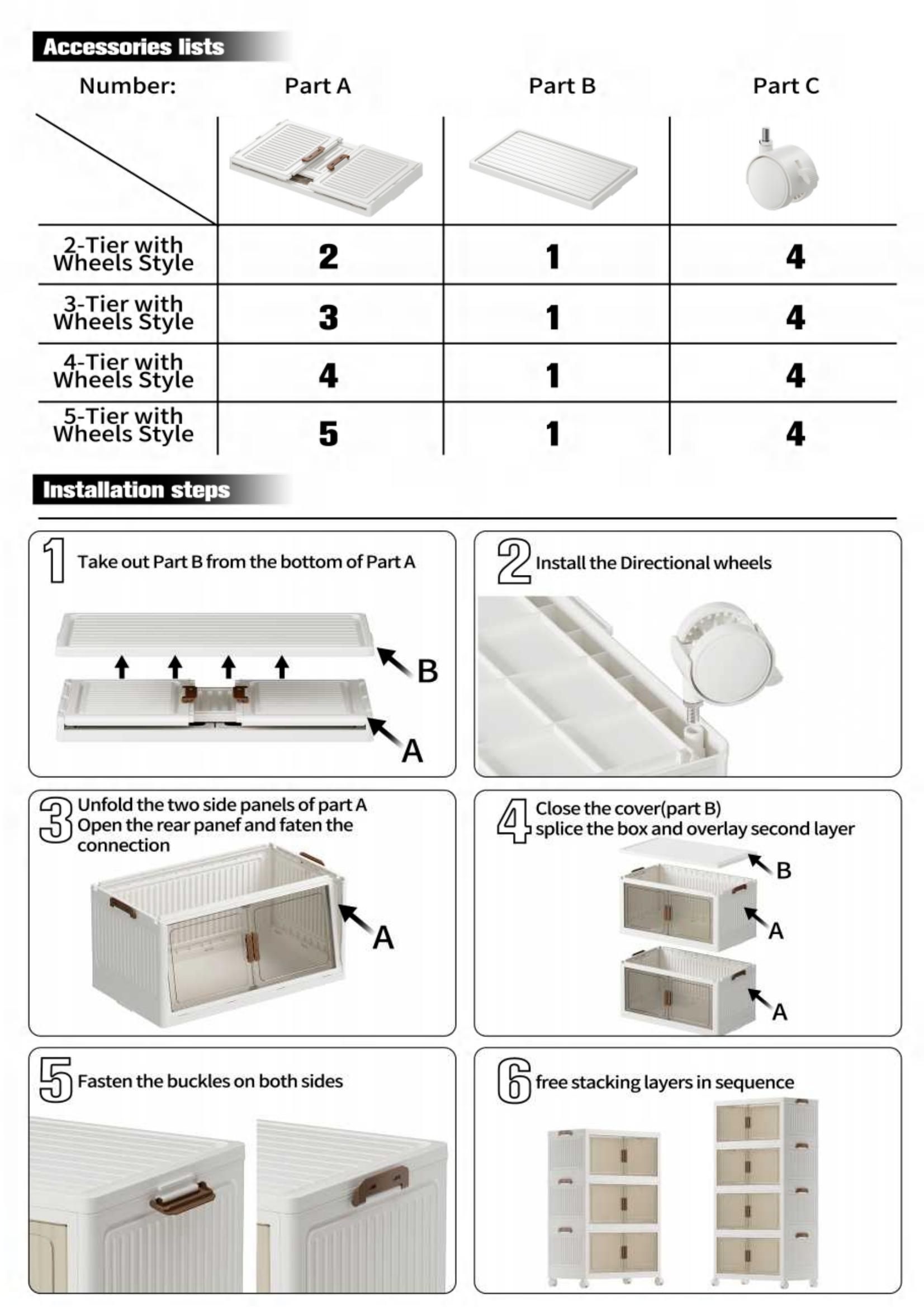 [Space-saving Storage Box]stackable storage box-Space-saving, storage cabinet, folding cabinet with covered wheels, can store clothes, snacks, toys, closet and book storage, open front door