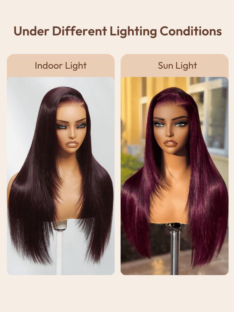 UNice Glueless Black Cherry Layered Straight Wig with Drawstring Pre-cut 7x5/13x4 HD Lace Frontal Human Hair Wigs with Invisible Knots Beginners Friendly #SpringStatements