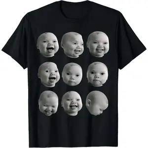 100% Cotton Funny Niche Baby gen z Meme ai Viral Giggling AI Laughing T-Shirt