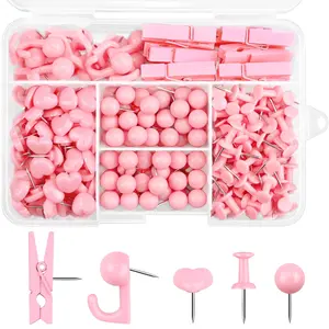 260 Pcs Push Pins Set 5 Styles Pink Thumb Tacks Cute Push Pins for Bulletin Board, Cork Board