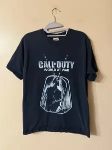 2005 Call Of Duty World At War Dog Tag Video Game Promo Black T-Shirt Size M