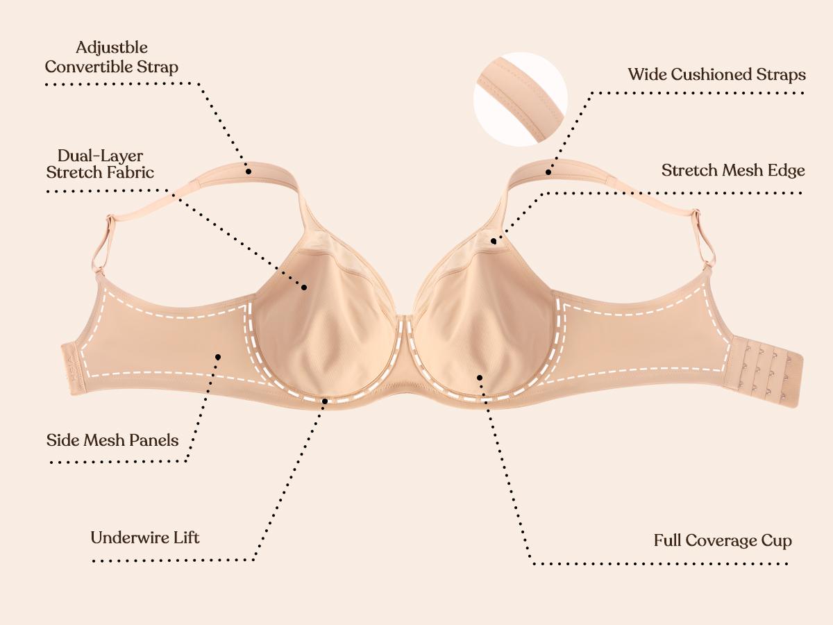 HSIA Alina Full Coverage Underwire Bra Plus Size Supportive Unlined Adjustable Strap Comfort Fit T-Shirt Style TikTokShopBlackFriday