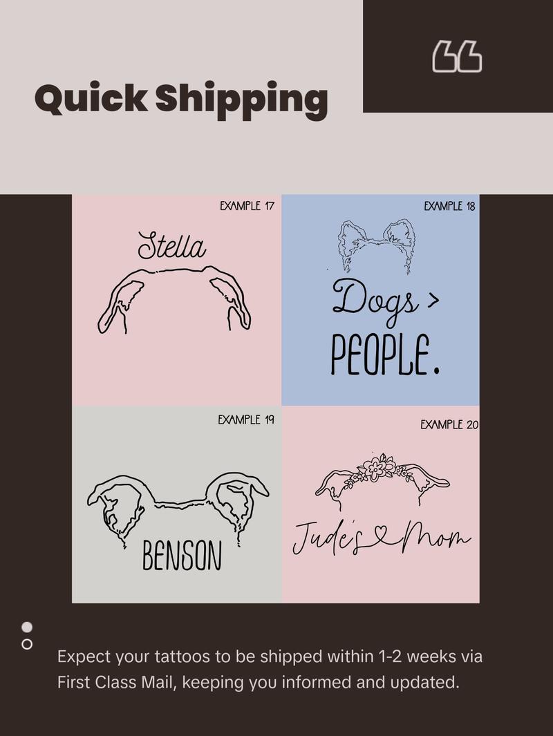 Temporary Tattoo Sheet Pick a Design 8.5" x 11" | Dog or Cat Outline Temporary Tattoos