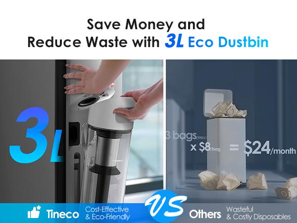 Tineco Pure ONE Station Cordless Vacuum Cleaner with 3L Auto Dust Base, Smart Stick Vacuum Cleaner Powerful Suction & Lightweight, ZeroTangle Brush for Hard Floor, Carpet & Pet Hair, White