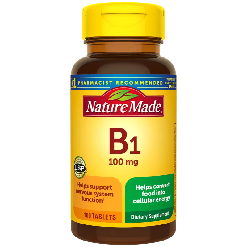 Nature Made Vitamin B1 Tablets, 100 mg Dietary Supplement for Health & Nutrition Support