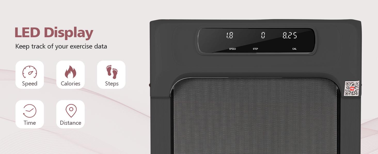 Walking Pad Treadmill, Remote Controlled Under Desk Treadmill Quiet with LED Display, Installation-Free for Home Office