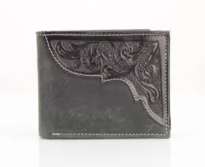 American Bison Oil Pull Up Bifold Wallet Tooled