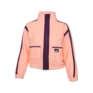 PUMA Womens Sherpa Woven Fleece Jacket Athletic Outerwear Casual - Pink