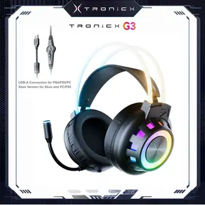 [New Upgrade] TAGRY TRONICX Upgraded G3 Wired PC Gaming Headset Gamer Gifts for him with 50mm Driver, ENC Microphone, USB-A Headset with 7.1 Surround Sound, Control Box for PC/PS5 Console/Switch Dock Mode  (Not Compatible with Xbox)
