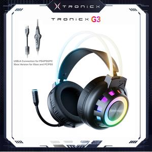 [Summer Wins] TAGRY TRONICX Immersive G3 Wired PC Gaming Headset Gamer Gifts for him with 50mm Driver, Noise Cancelling Mic, USB-A Headset with 7.1 Surround Sound, Control Box for Xbox/PC/PS5 Console/Switch Dock Mode Gaming Console