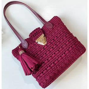 Burgundy Handmade Handbag | Trendy Sustainable Fashion | Leather Handles | Fully Lined| Gift for Her