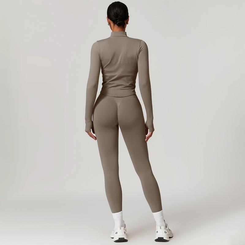 MASKERT Women's Seamless Tight Fitting Top & Pants Set High Elasticity for Running Sports Yoga Comfortable Skin Friendly MASKERT Women's Seamless Tight Fitting Top & Pants Set High Elasticity for Running Sports Yoga Comfortable Skin Friendly