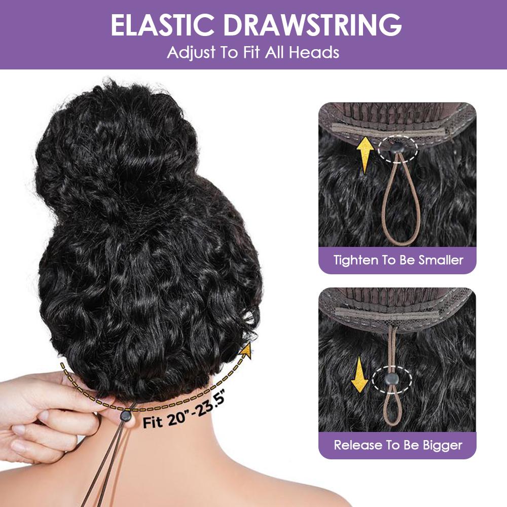 Full Burmese Curly Wigs Human Hair with Finger Coil Ends 13x6 HD Lace Frontal Human Hair Wigs with Elastic Drawstring Friendly To All Heads