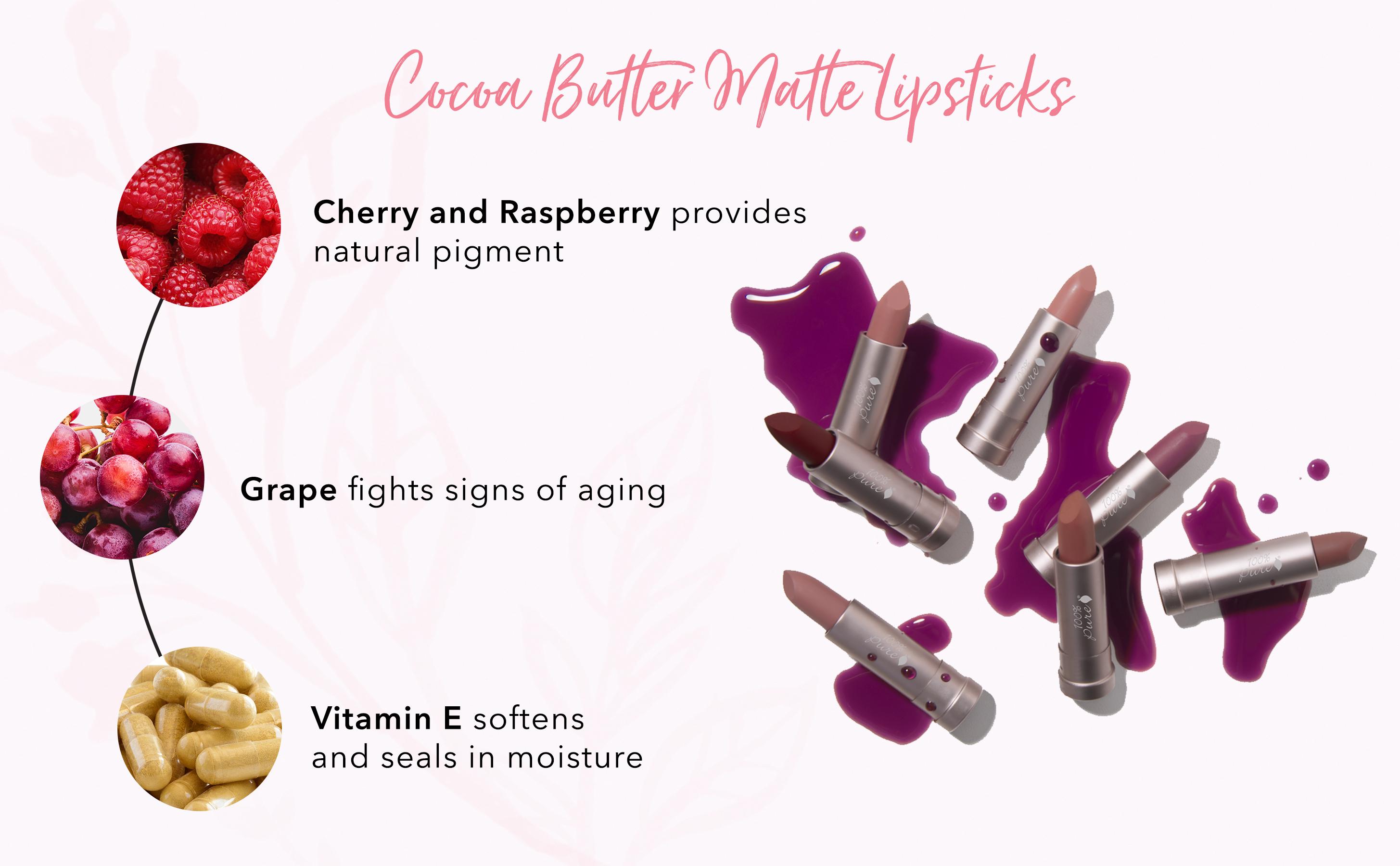 100% PURE Vegan Fruit Pigmented Cocoa Butter Matte Lipstick