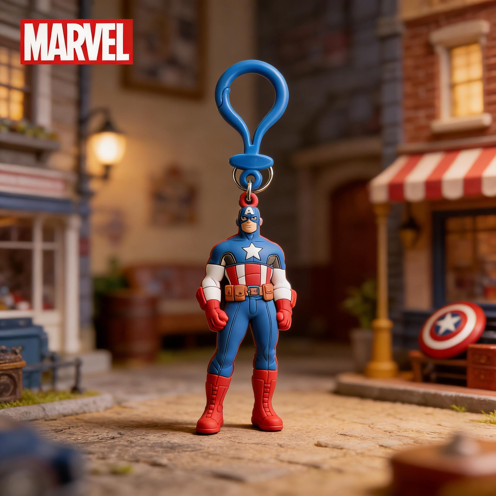 Marvel Captain America Keychain 1Pc Officially Licensed 3D Figurine Bag Clip Charms PVC Suitable Fans Gift Backpack Decor Steven Rogers