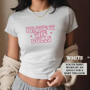 Trans Pride Baby Tee,Protect The Dolls Baby Tee,Gender Equality Shirt,Trans Kids Shirt,Human Rights Activist Tee,Feminist Shirt,Gift for Her | Y2k Crop Top | 2000s Fashion Top | 90s Era Baby Tee