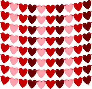 8 Pack Felt Heart Decor 80 PCS  Garland Pre-Assembled Adjustable Heart Banner for Valentine's Day Birthday Wedding Anniversary Easter & Happy Birthday Gifts