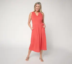 Denim & Co. Beach Regular Knit Gauze Sleeveless Midi Dress