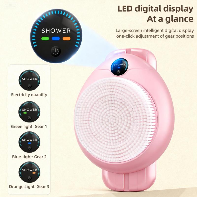 LIVEFULL Smart Wall Mounted Exfoliating Brush,Smart Electric Shower Brush for Body - Wall Mounted Back Scrubber with 3 Speeds & 360° Rotation, Rechargeable Exfoliating Brush with Soft Bristles, Hands-Free Deep Cleansing for Men & Women