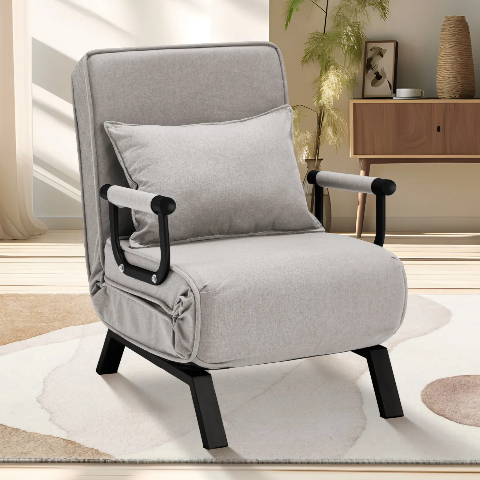 Avocahom Convertible Sofa Bed, Multi-Function Folding Lounge Chairs, Single Convertible Sleeper Chair with Pillow, Recliner Chair, Adjustable Backrest Single Bed for Small Spaces, Apartment, Office, Living Room