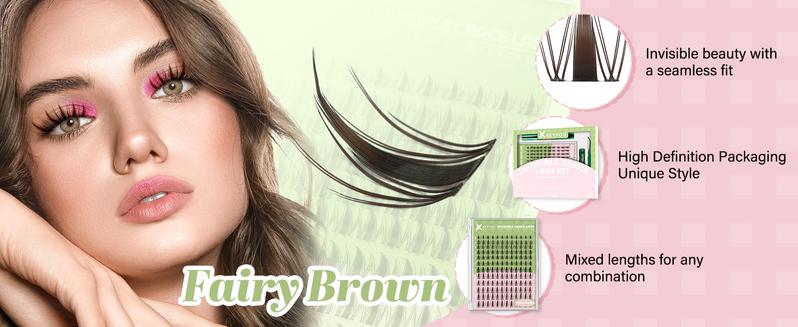 KEYYOU Brown Fairy DIY Lash Cluster Natural Water-Proof Super Thin Invisible Band Long-Lasting Eyelash Extensions Beginner-Friendly (Lash Single Box / Lash Kit）Feline lash look Medusa Lash handmade lash TikTok Shop FebruaryFaves