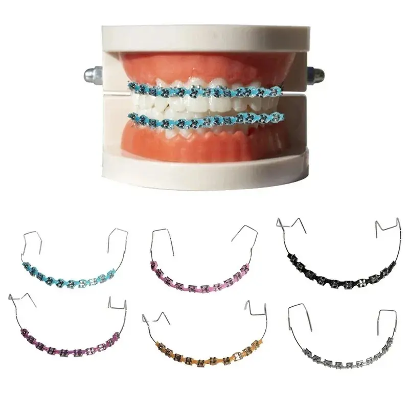 Dental Accessory - Colorful Metal Fake Braces for Costumes, 1 Pair Temporary Tooth Decoration, Fashion Body Jewelry, Teeth, 1 Inch, Low Irritation, Accurate Dimensions, As The Picture Shows, Precise Groove Design, Teeth Accessory